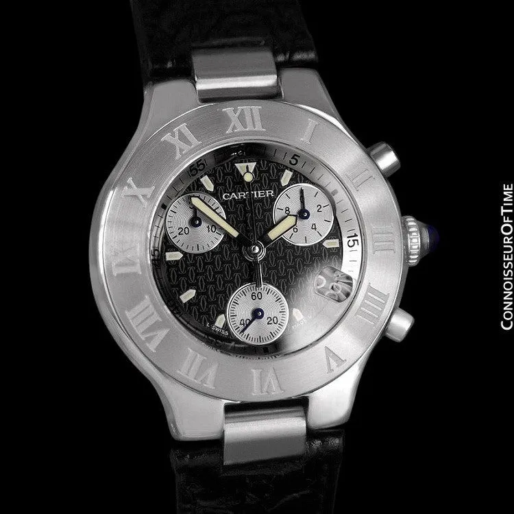 Cartier 21C Mens Chronoscaph Chronograph, Ref. 2424 - Stainless Steel