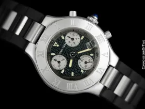 Cartier 21C Mens Chronoscaph Chronograph, Ref. 2424 - Stainless Steel