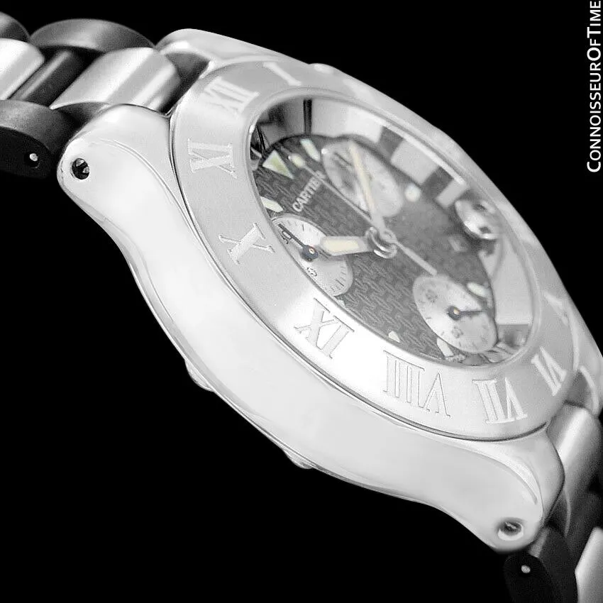 Cartier 21C Mens Chronoscaph Chronograph, Ref. 2424 - Stainless Steel