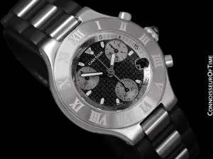 Cartier 21C Mens Chronoscaph Chronograph, Ref. 2424 - Stainless Steel