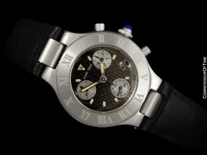 Cartier 21C Mens Chronoscaph Chronograph, Ref. 2424 - Stainless Steel