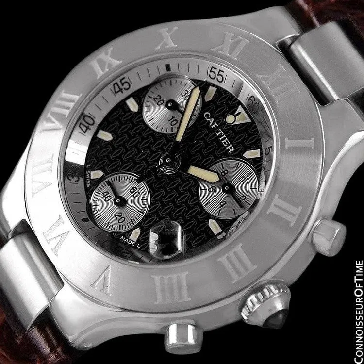 Cartier 21C Mens Chronoscaph Chronograph, Ref. 2424 - Stainless Steel