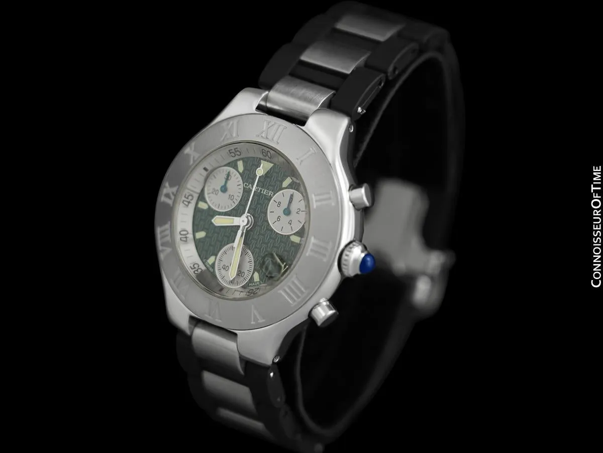 Cartier 21C Mens Chronoscaph Chronograph, Ref. 2424 - Stainless Steel