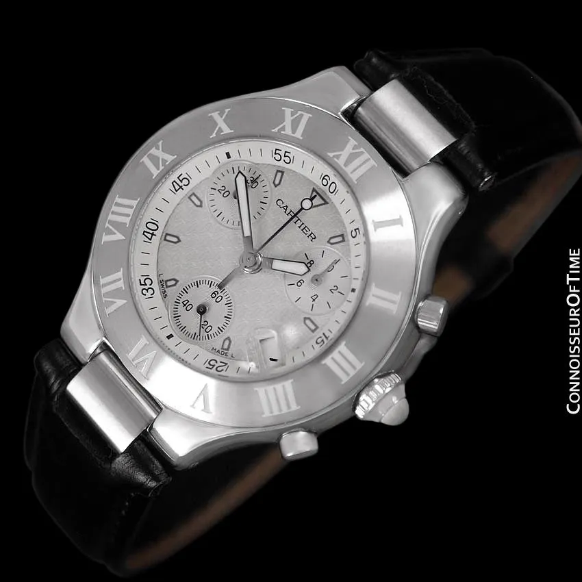 Cartier 21C Mens Chronoscaph Chronograph, Ref. 2424 - Stainless Steel