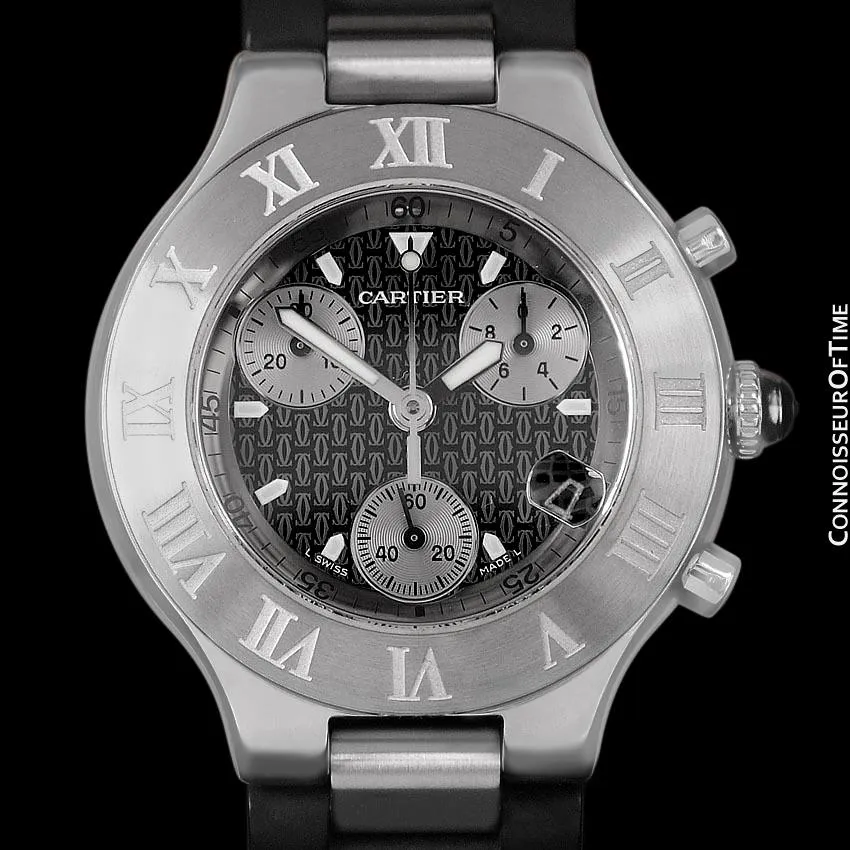 Cartier 21C Mens Chronoscaph Chronograph, Ref. 2424 - Stainless Steel