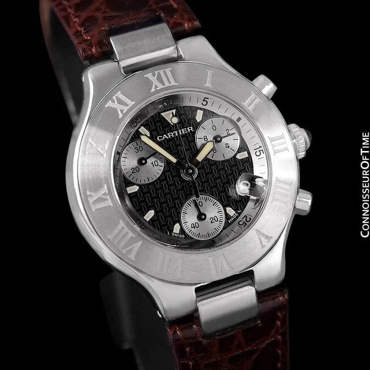 Cartier 21C Mens Chronoscaph Chronograph, Ref. 2424 - Stainless Steel