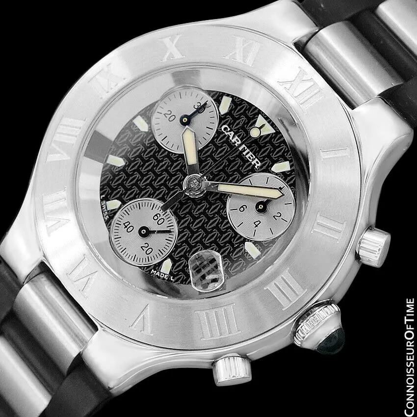 Cartier 21C Mens Chronoscaph Chronograph, Ref. 2424 - Stainless Steel