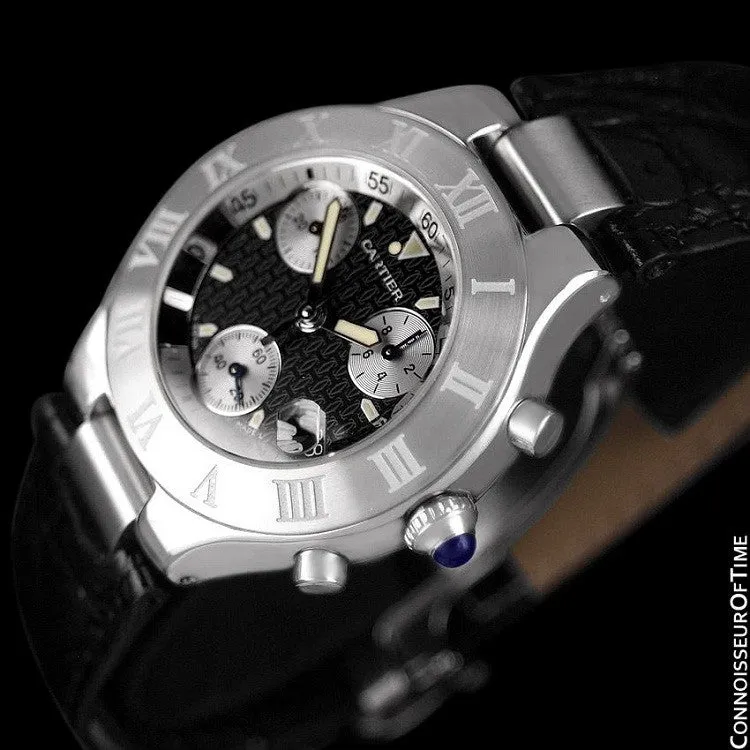 Cartier 21C Mens Chronoscaph Chronograph, Ref. 2424 - Stainless Steel