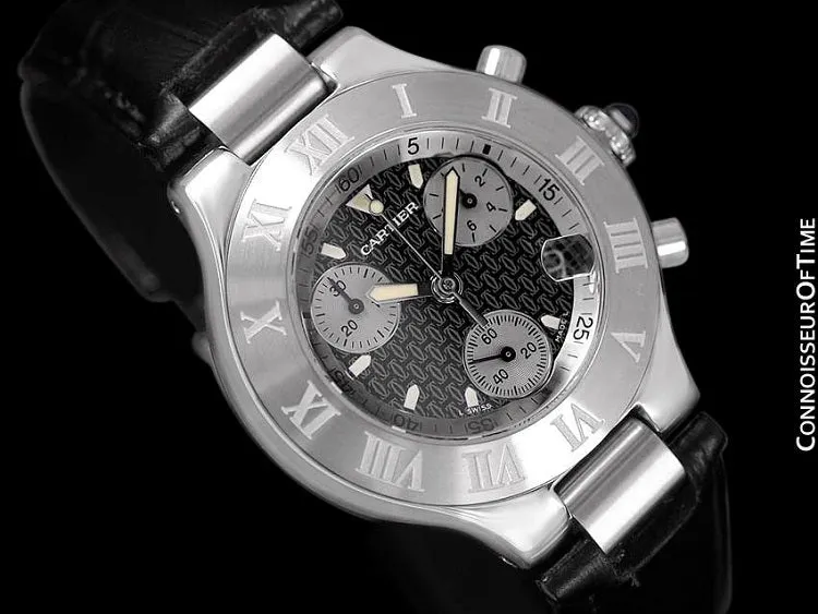 Cartier 21C Mens Chronoscaph Chronograph, Ref. 2424 - Stainless Steel