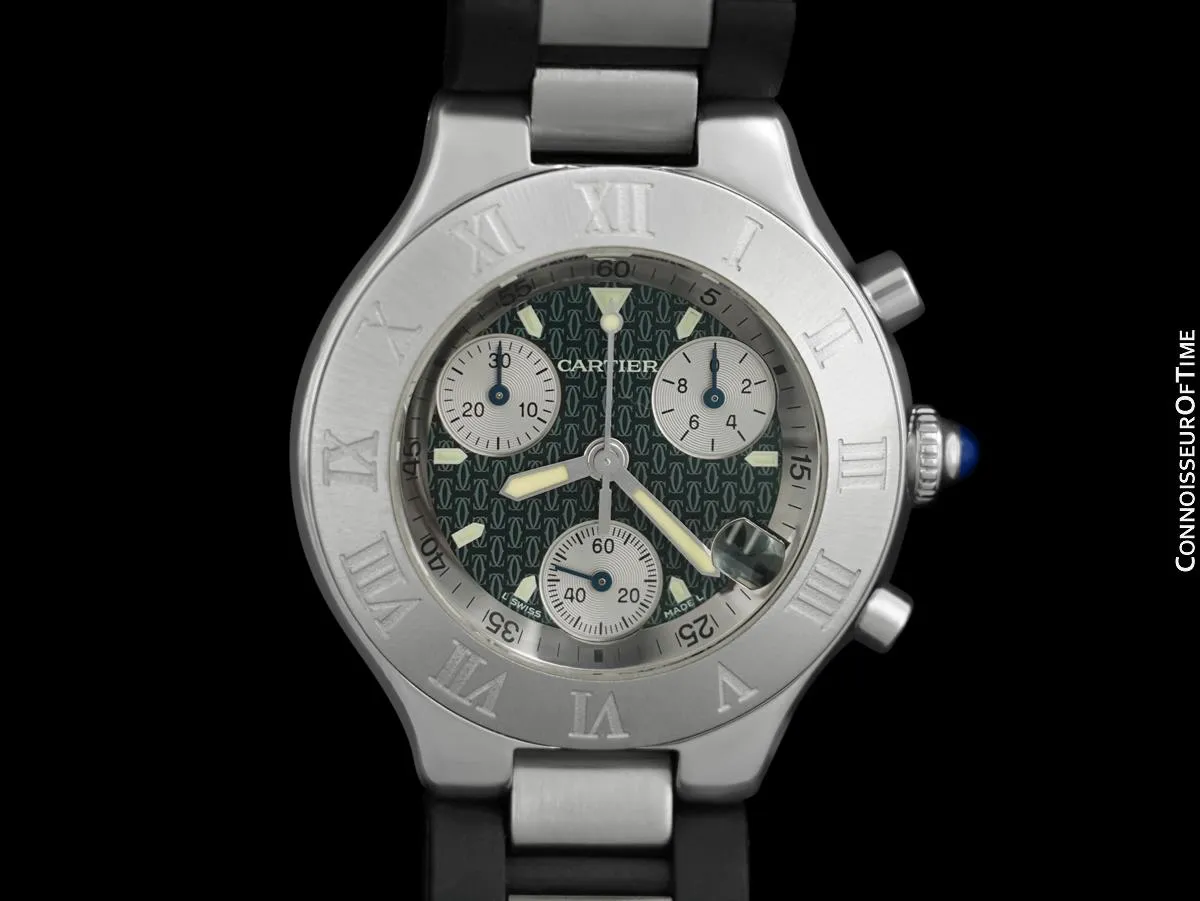 Cartier 21C Mens Chronoscaph Chronograph, Ref. 2424 - Stainless Steel