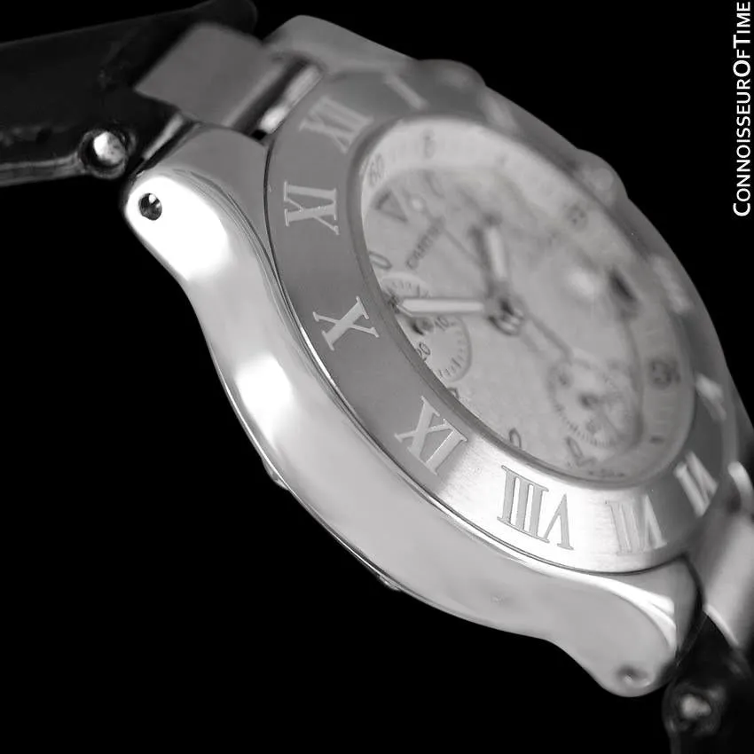 Cartier 21C Mens Chronoscaph Chronograph, Ref. 2424 - Stainless Steel