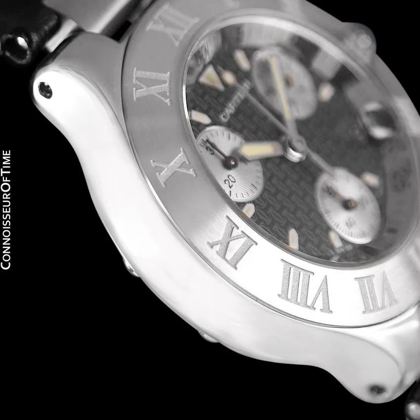 Cartier 21C Mens Chronoscaph Chronograph, Ref. 2424 - Stainless Steel