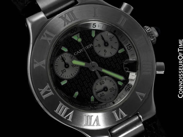 Cartier 21C Mens Chronoscaph Chronograph, Ref. 2424 - Stainless Steel