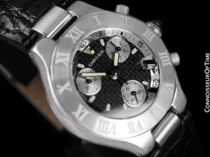 Cartier 21C Mens Chronoscaph Chronograph, Ref. 2424 - Stainless Steel