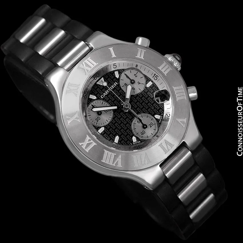 Cartier 21C Mens Chronoscaph Chronograph, Ref. 2424 - Stainless Steel
