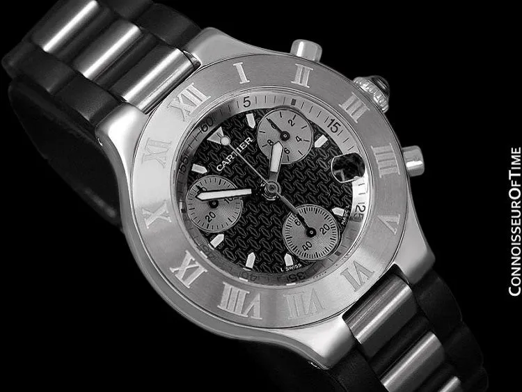 Cartier 21C Mens Chronoscaph Chronograph, Ref. 2424 - Stainless Steel