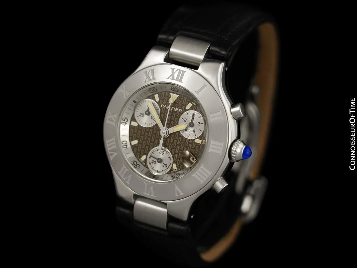 Cartier 21C Mens Chronoscaph Chronograph, Ref. 2424 - Stainless Steel