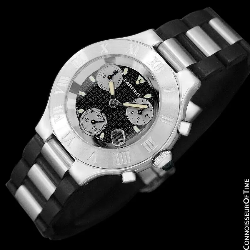 Cartier 21C Mens Chronoscaph Chronograph, Ref. 2424 - Stainless Steel