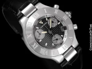 Cartier 21C Mens Chronoscaph Chronograph, Ref. 2424 - Stainless Steel