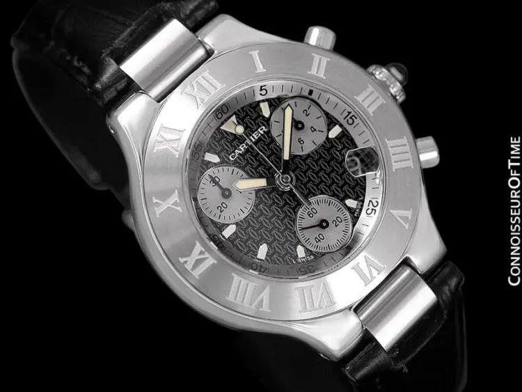 Cartier 21C Mens Chronoscaph Chronograph, Ref. 2424 - Stainless Steel
