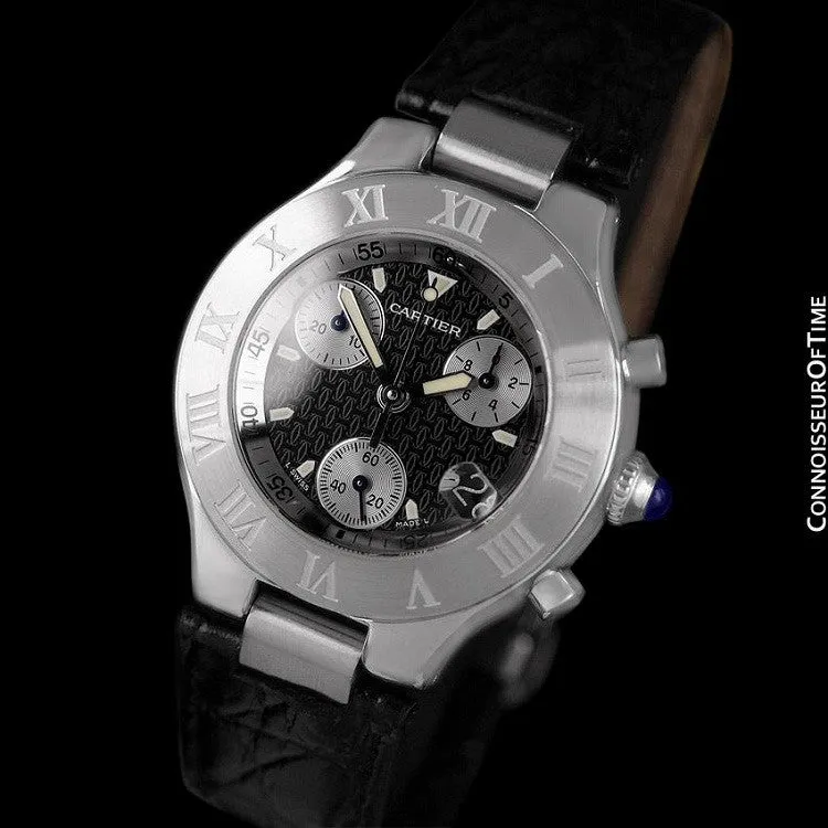 Cartier 21C Mens Chronoscaph Chronograph, Ref. 2424 - Stainless Steel