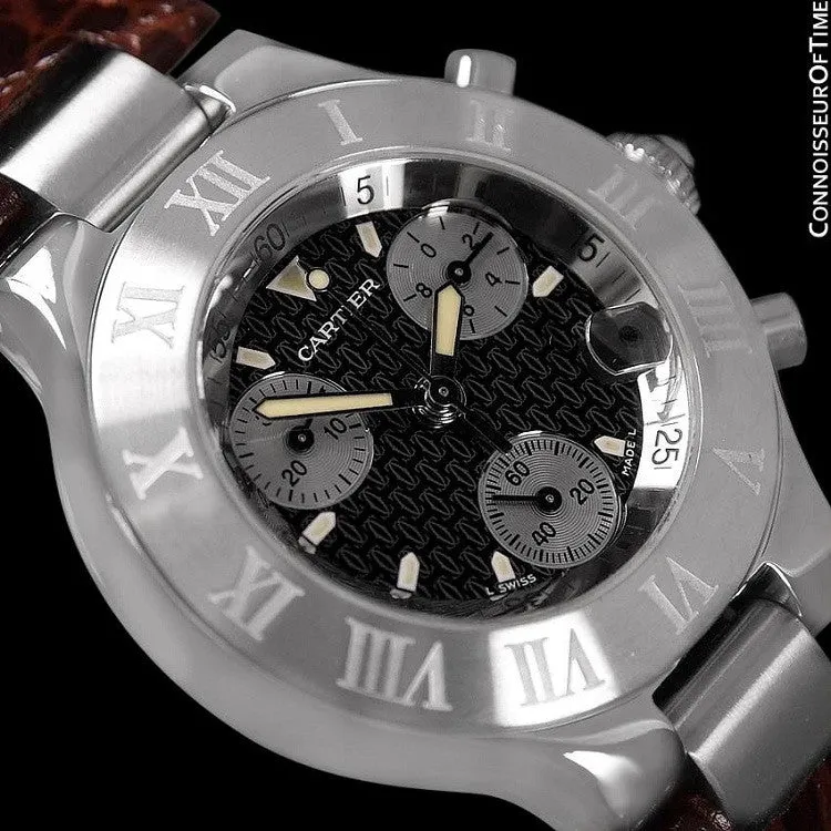 Cartier 21C Mens Chronoscaph Chronograph, Ref. 2424 - Stainless Steel