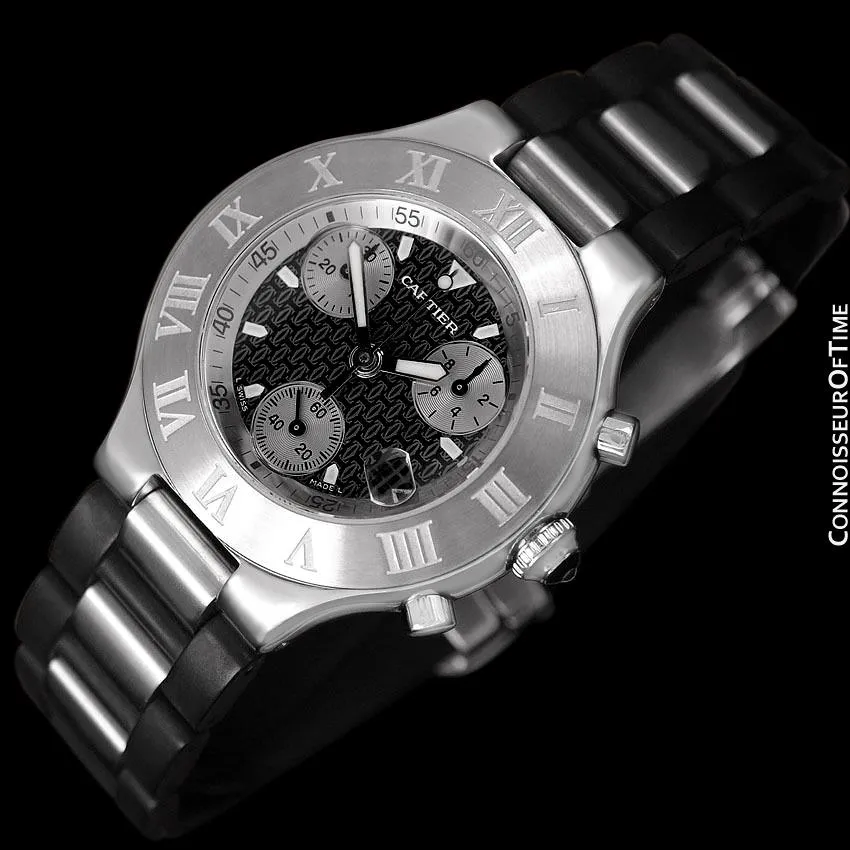 Cartier 21C Mens Chronoscaph Chronograph, Ref. 2424 - Stainless Steel