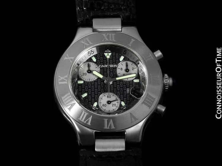 Cartier 21C Mens Chronoscaph Chronograph, Ref. 2424 - Stainless Steel