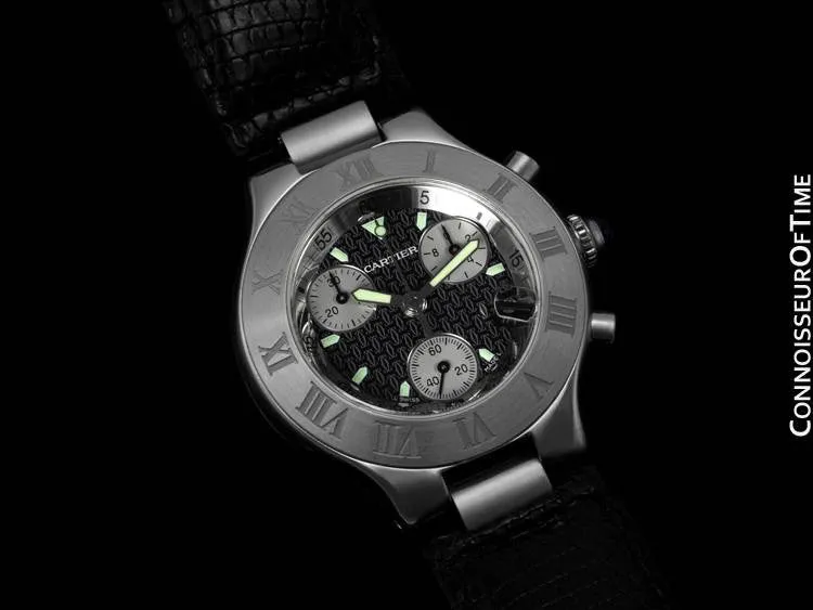 Cartier 21C Mens Chronoscaph Chronograph, Ref. 2424 - Stainless Steel