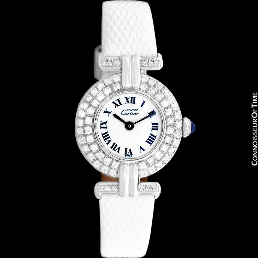 Cartier Colisee Ladies Vendome Vermeil Watch - 18K White Gold over Sterling Silver with Diamonds