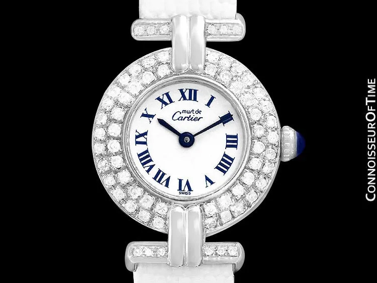 Cartier Colisee Ladies Vendome Vermeil Watch - 18K White Gold over Sterling Silver with Diamonds