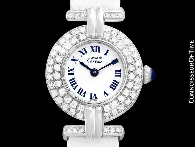 Cartier Colisee Ladies Vendome Vermeil Watch - 18K White Gold over Sterling Silver with Diamonds