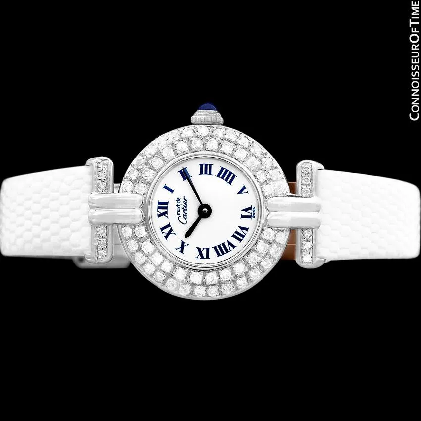 Cartier Colisee Ladies Vendome Vermeil Watch - 18K White Gold over Sterling Silver with Diamonds