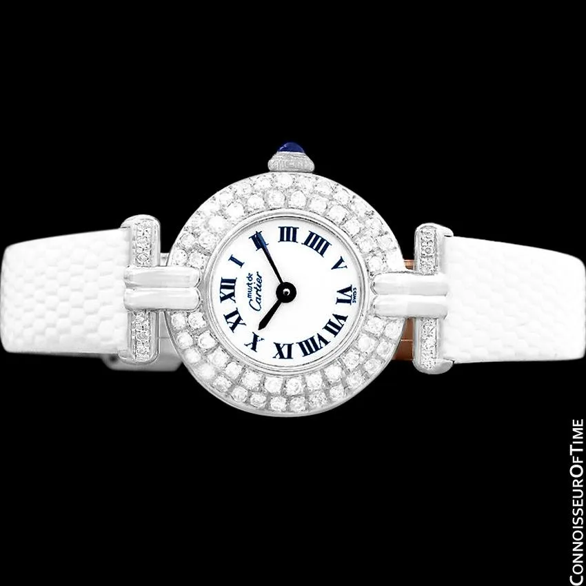 Cartier Colisee Ladies Vendome Vermeil Watch - 18K White Gold over Sterling Silver with Diamonds