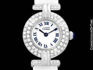 Cartier Colisee Ladies Vendome Vermeil Watch - 18K White Gold over Sterling Silver with Diamonds
