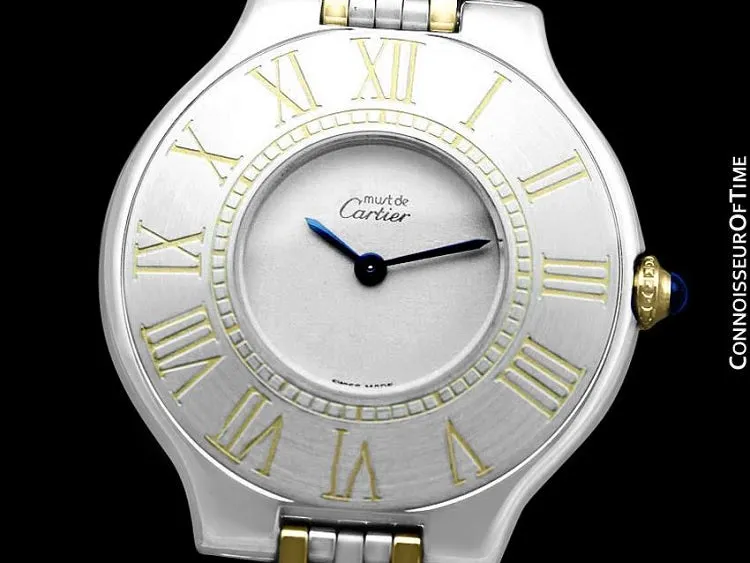 Cartier Must De 21C Mens Midsize Unisex Watch - Stainless Steel & 18K Gold