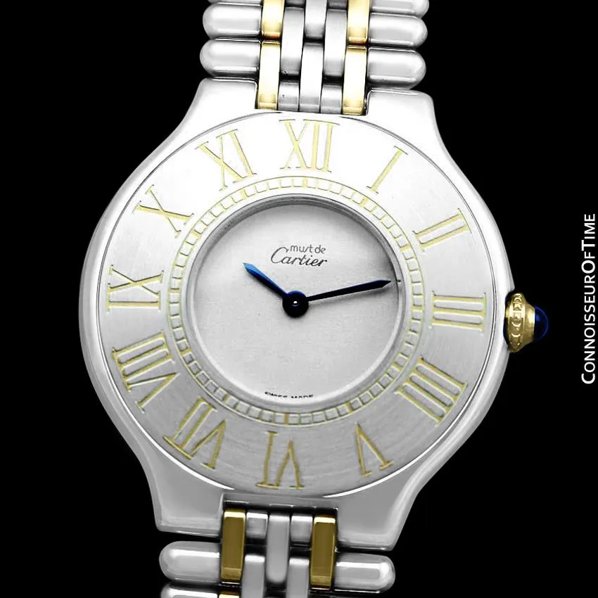 Cartier Must De 21C Mens Midsize Unisex Watch - Stainless Steel & 18K Gold