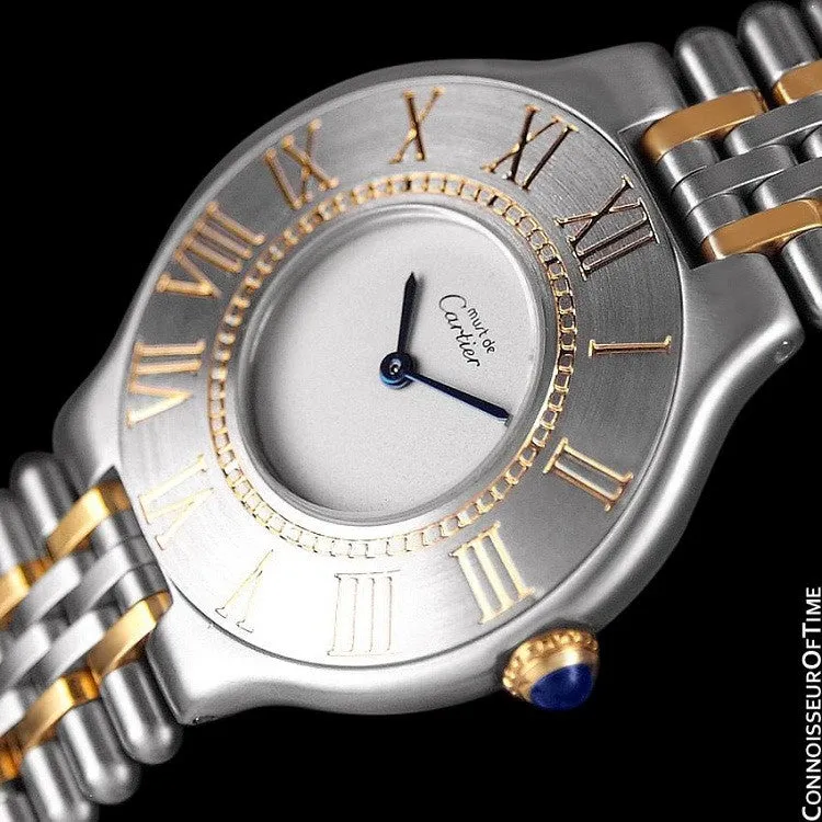 Cartier Must De 21C Mens Midsize Unisex Watch - Stainless Steel & 18K Gold