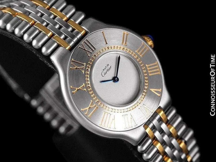 Cartier Must De 21C Mens Midsize Unisex Watch - Stainless Steel & 18K Gold