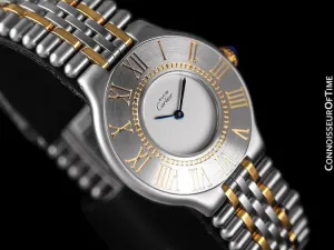Cartier Must De 21C Mens Midsize Unisex Watch - Stainless Steel & 18K Gold