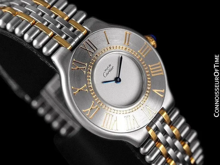 Cartier Must De 21C Mens Midsize Unisex Watch - Stainless Steel & 18K Gold