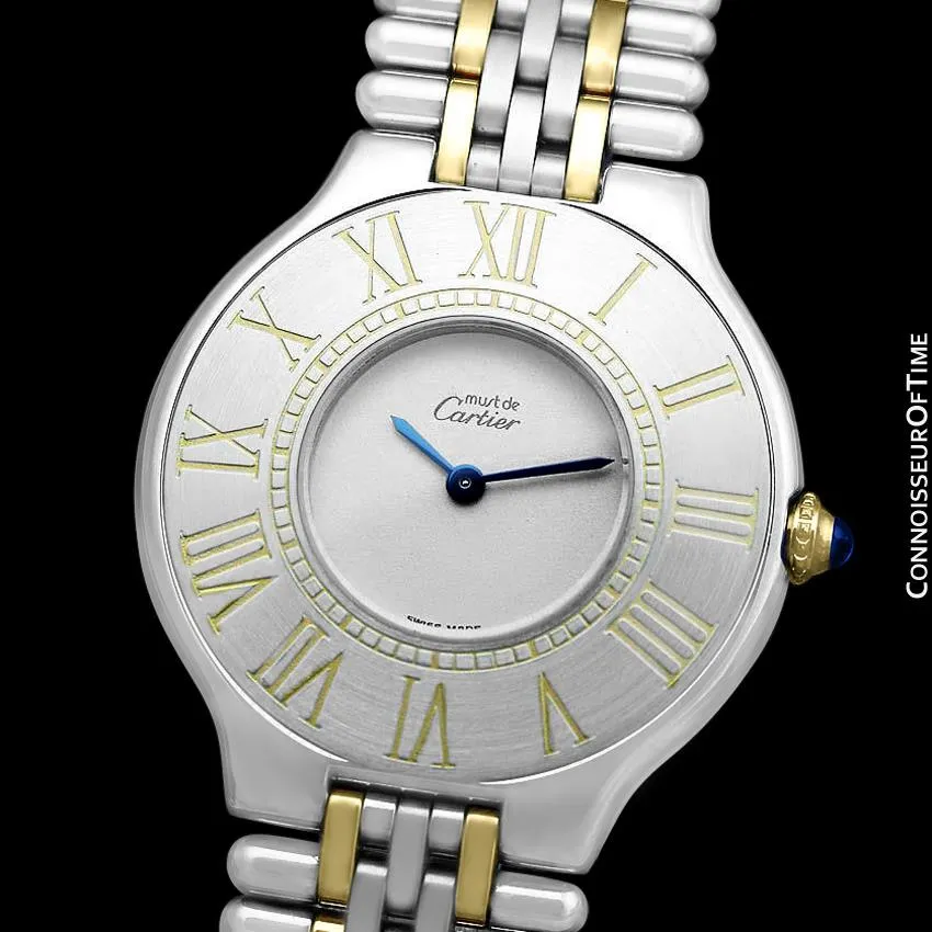 Cartier Must De 21C Mens Midsize Unisex Watch - Stainless Steel & 18K Gold