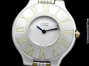 Cartier Must De 21C Mens Midsize Unisex Watch - Stainless Steel & 18K Gold