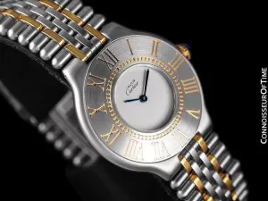 Cartier Must De 21C Mens Midsize Unisex Watch - Stainless Steel & 18K Gold