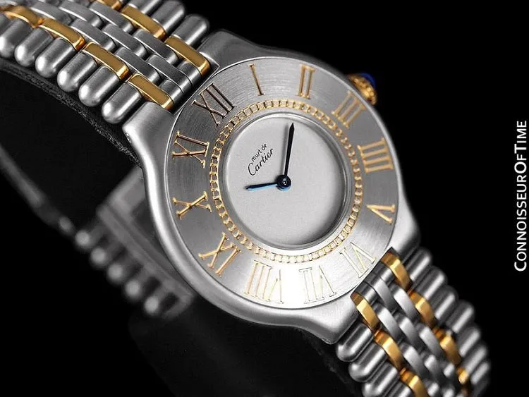 Cartier Must De 21C Mens Midsize Unisex Watch - Stainless Steel & 18K Gold