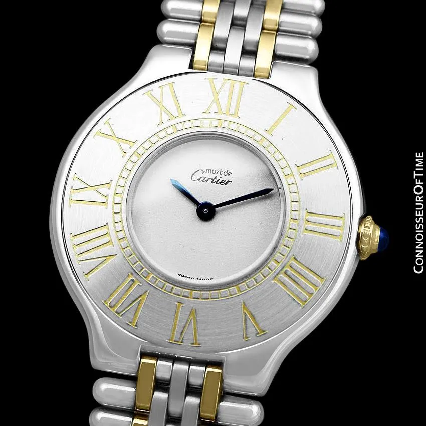 Cartier Must De 21C Mens Midsize Unisex Watch - Stainless Steel & 18K Gold