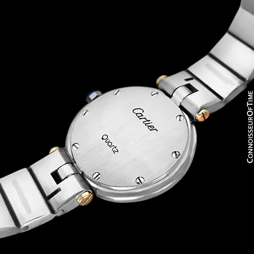 Cartier Santos Vendome Ladies Quartz Watch with Wine Dial - Stainless Steel, 18K Gold & Diamonds