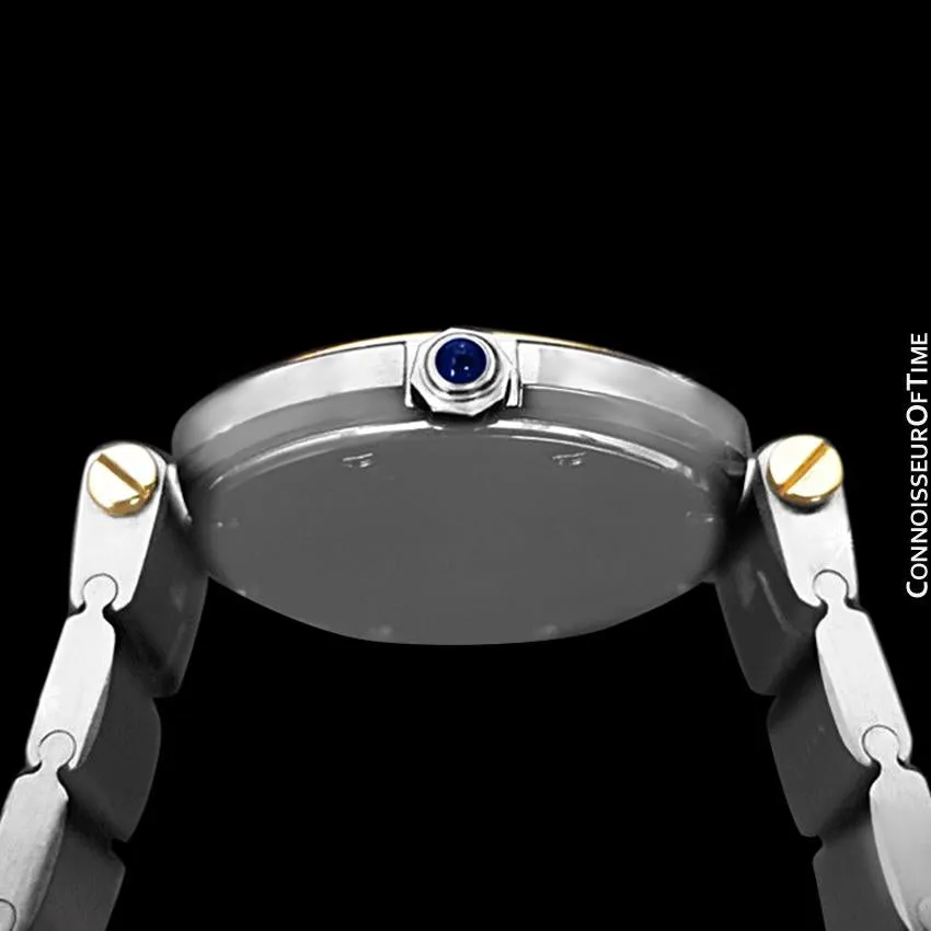 Cartier Santos Vendome Ladies Quartz Watch with Wine Dial - Stainless Steel, 18K Gold & Diamonds