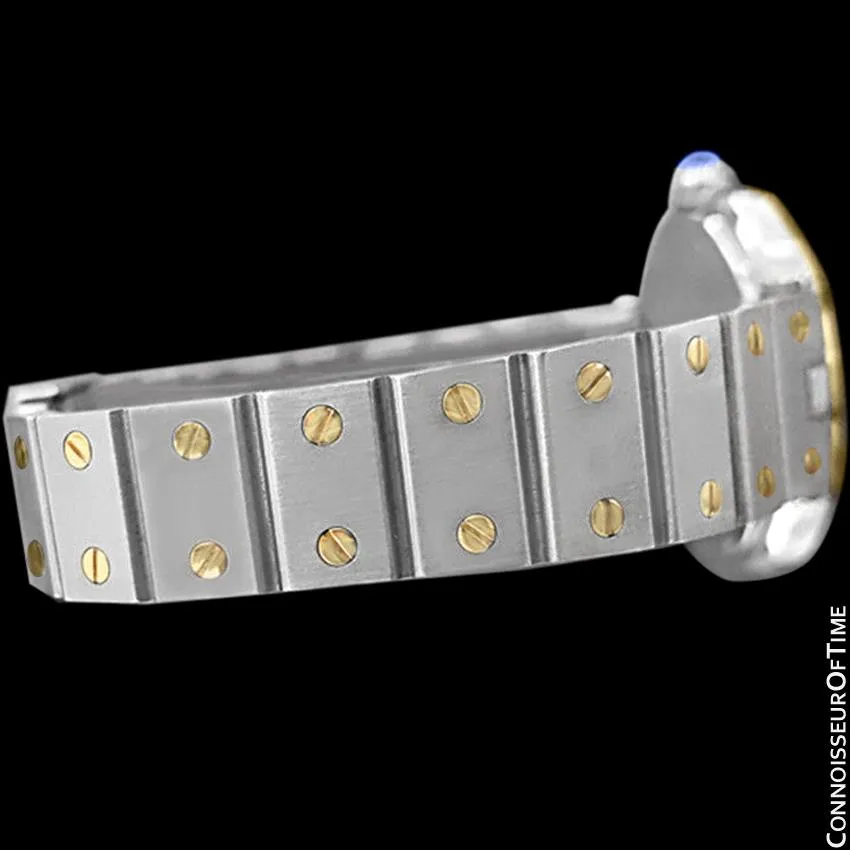 Cartier Santos Vendome Ladies Quartz Watch with Wine Dial - Stainless Steel, 18K Gold & Diamonds