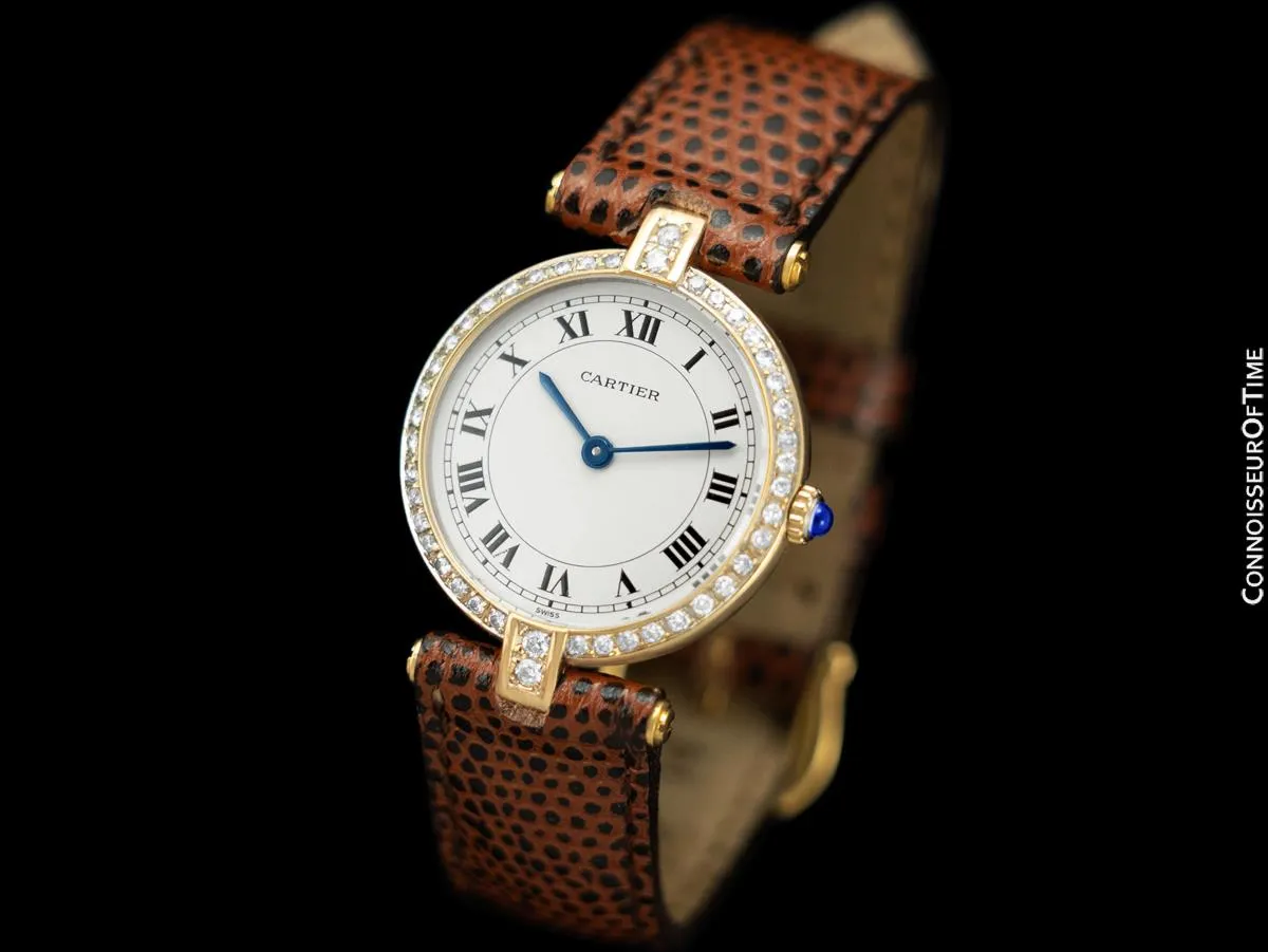 Cartier Vendome Ladies Solid 18K Gold & Diamond Watch - Box & Papers